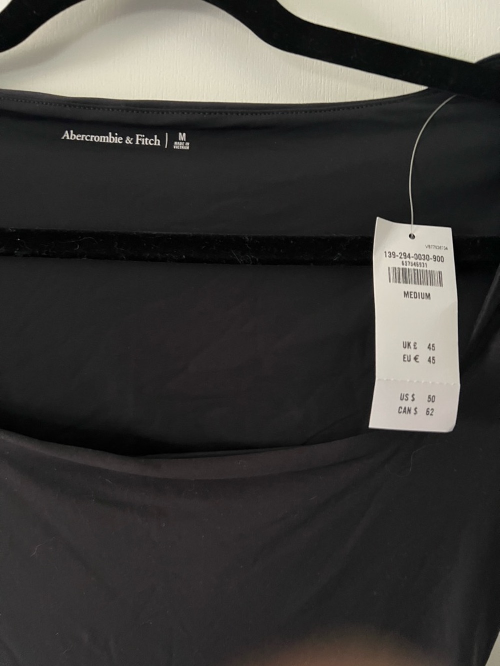 *NWT*Abercrombie & Fitch Black Square-Neck Short-Sleeve Bodysuit Size M - Picture 2 of 8